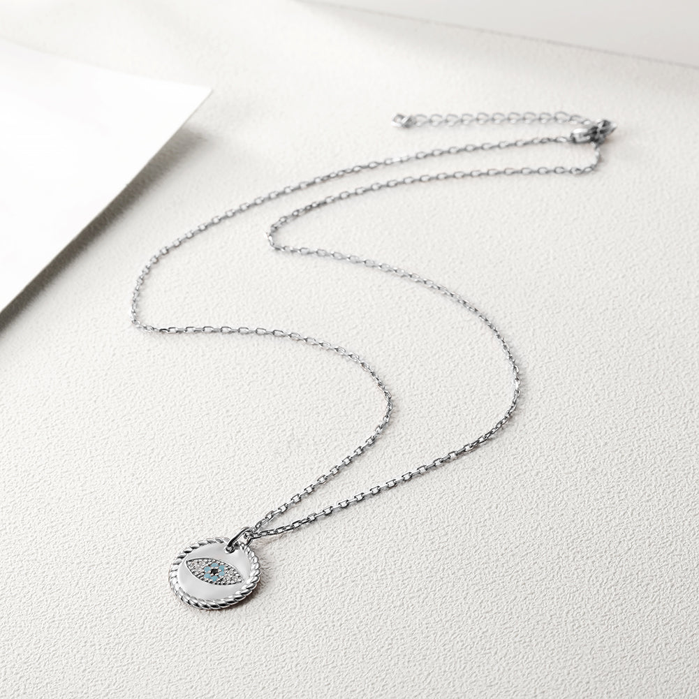 Evil Eye Coin Pendant Necklace - SSN167GCZD