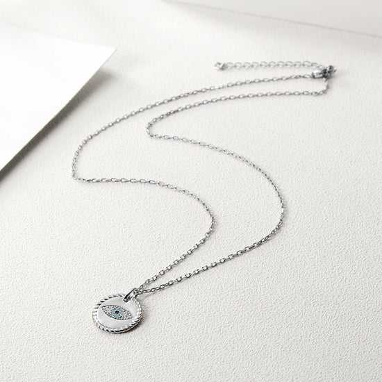 Evil Eye Coin Pendant Necklace - SSN167GCZD