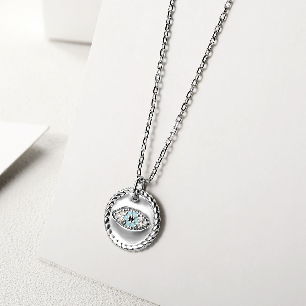 Evil Eye Coin Pendant Necklace - SSN167GCZD