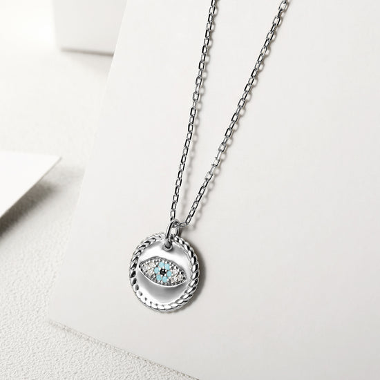 Evil Eye Coin Pendant Necklace - SSN167GCZD