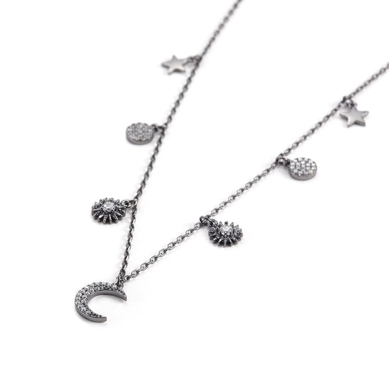 Moon and Sun CZ Pendant Necklace - SSN171