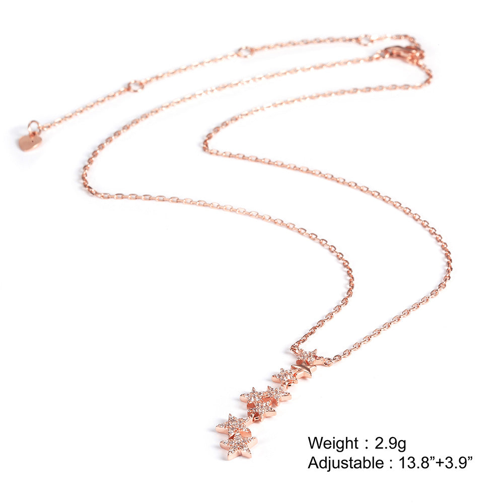Stars CZ Pendant Necklace - SSN173