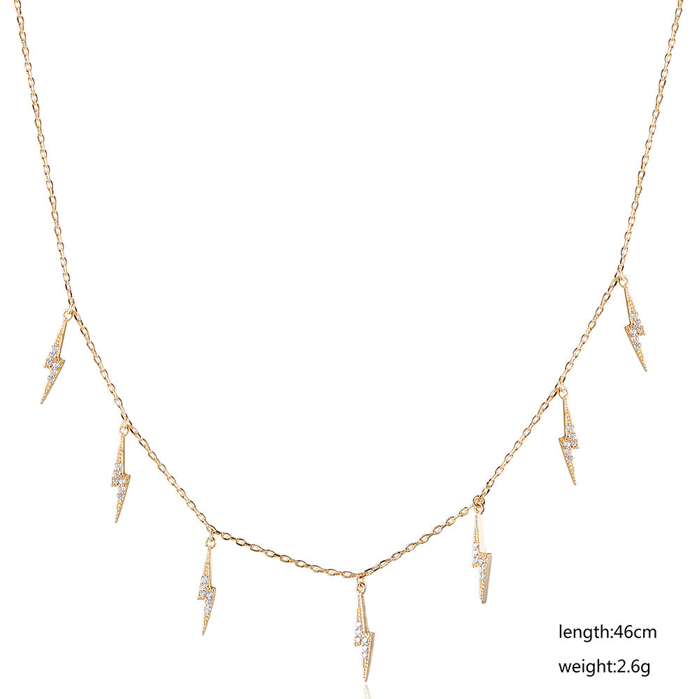 Ligntning CZ Pendant Necklace -  SSN178