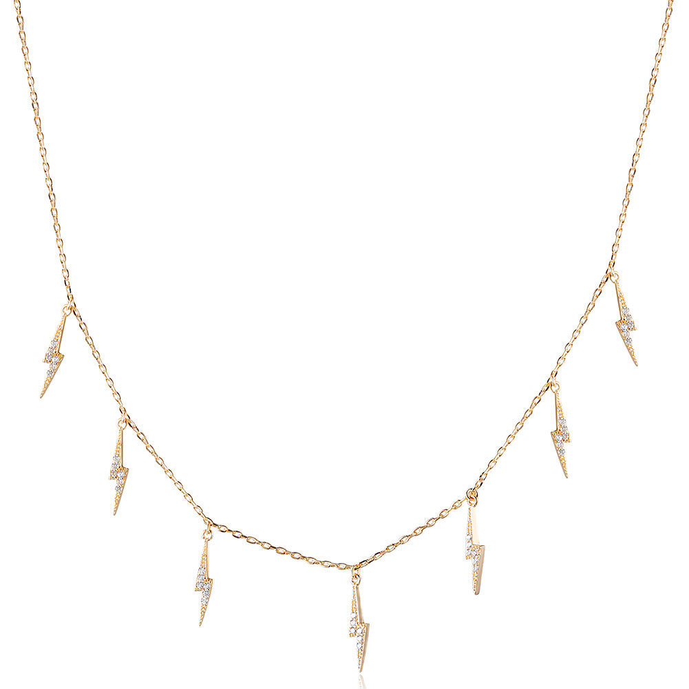 Ligntning CZ Pendant Necklace -  SSN178