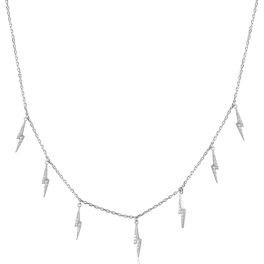 Ligntning CZ Pendant Necklace -  SSN178