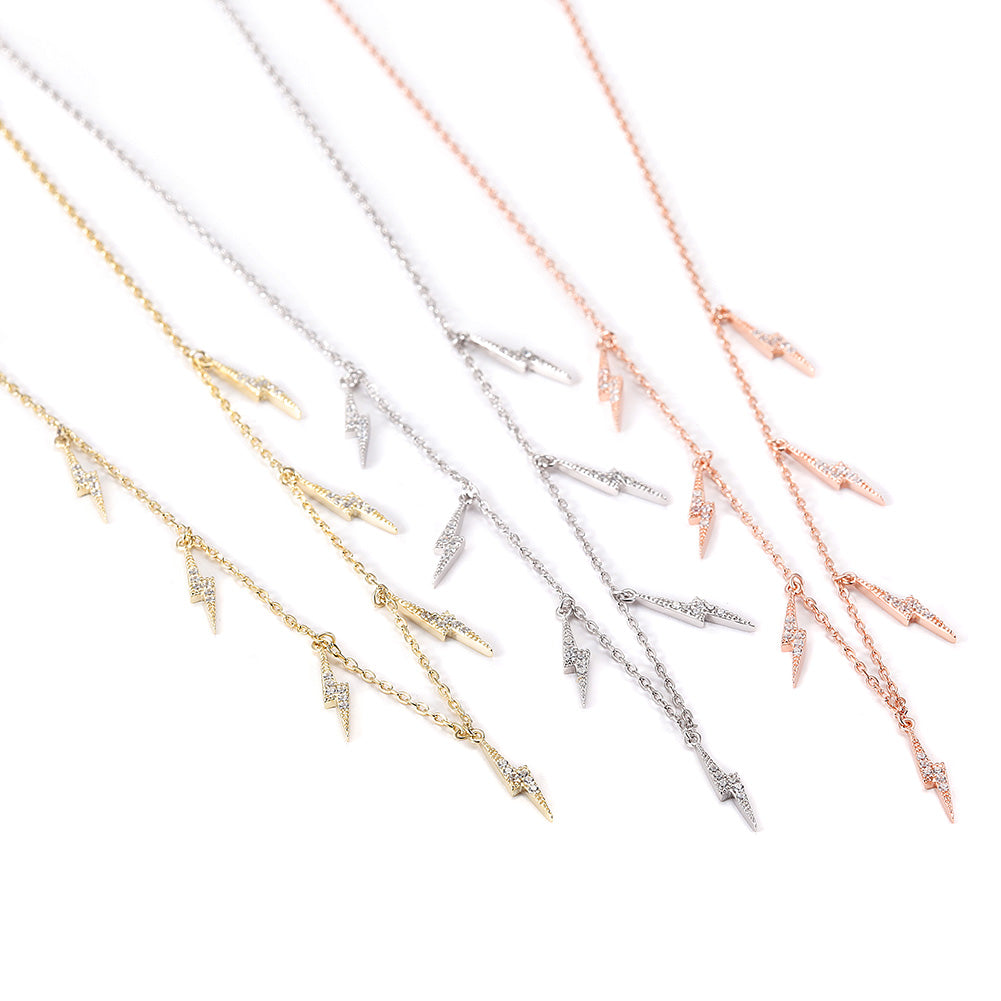 Ligntning CZ Pendant Necklace -  SSN178