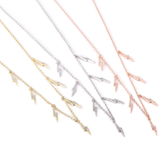 Ligntning CZ Pendant Necklace -  SSN178