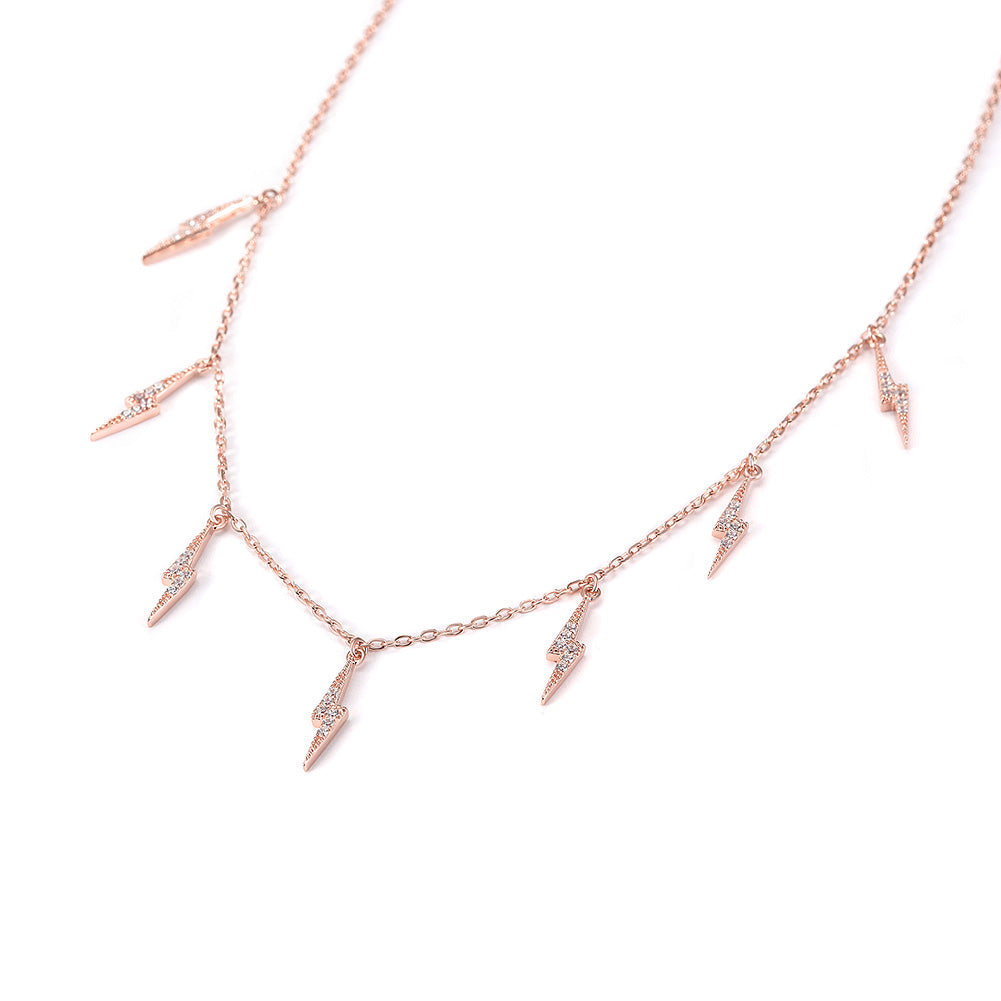 Ligntning CZ Pendant Necklace -  SSN178