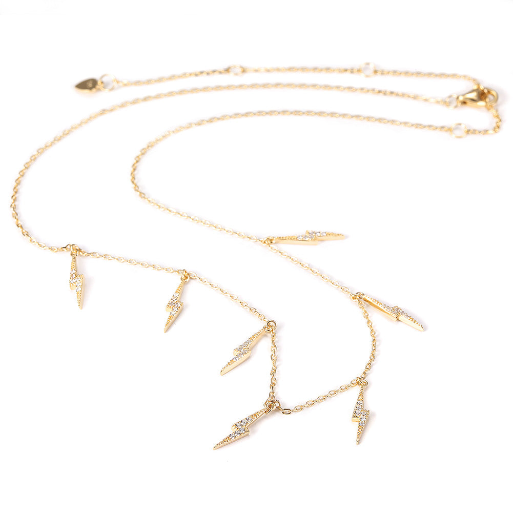 Ligntning CZ Pendant Necklace -  SSN178