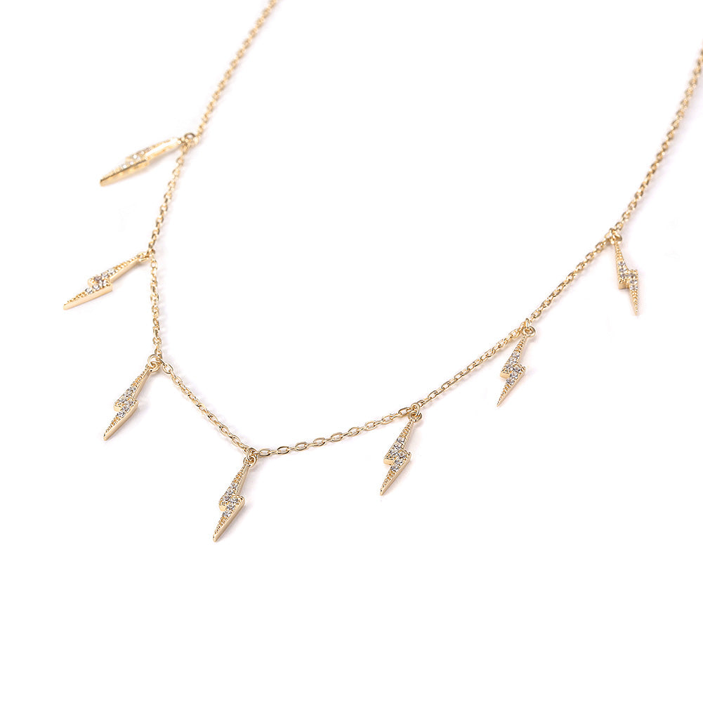 Ligntning CZ Pendant Necklace -  SSN178