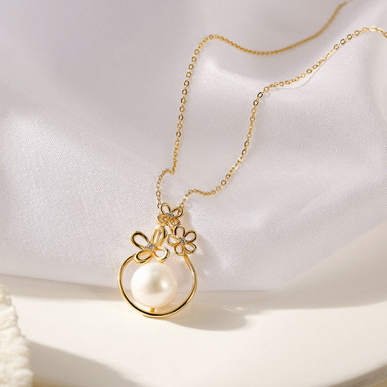 Pearl Ball Gold Flower Necklace - SSN183GCZD