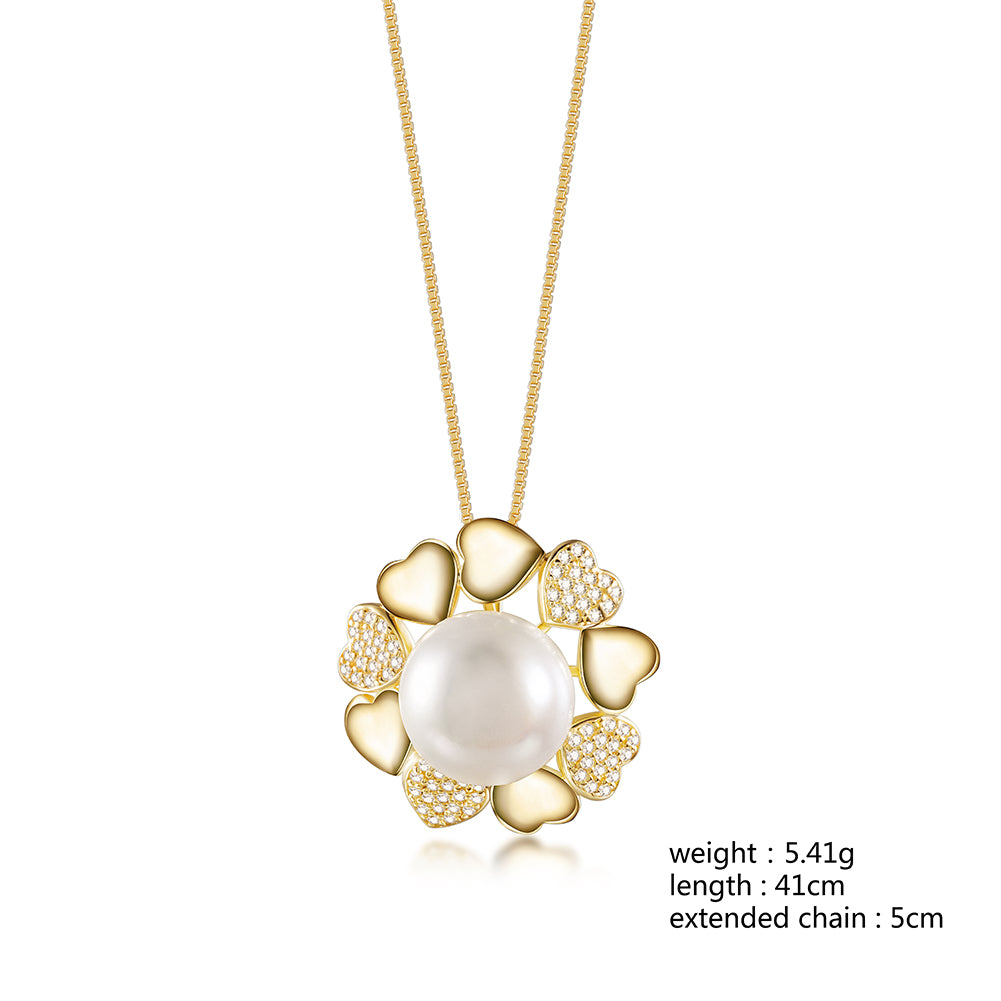 Heart Pearl Gold Necklace SSN184GCZD