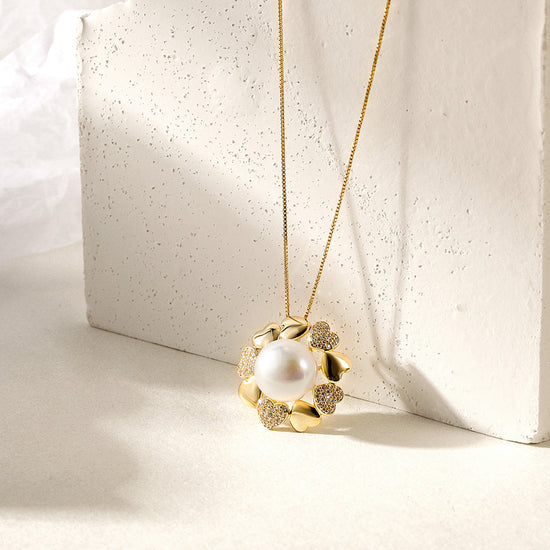 Heart Pearl Gold Necklace SSN184GCZD