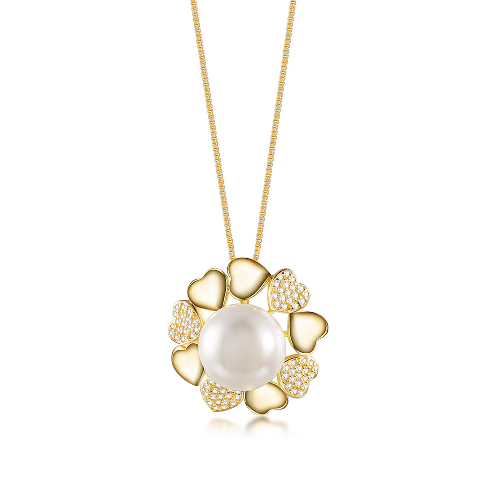 Heart Pearl Gold Necklace SSN184GCZD