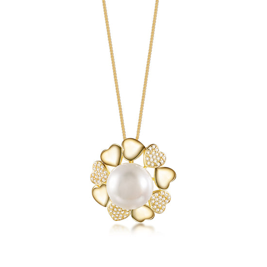 Heart Pearl Gold Necklace SSN184GCZD