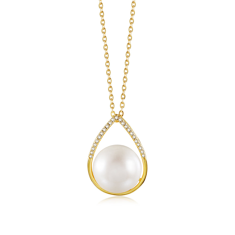 Water Drop CZ Pave Pearl Jewelry SSN185GCZD