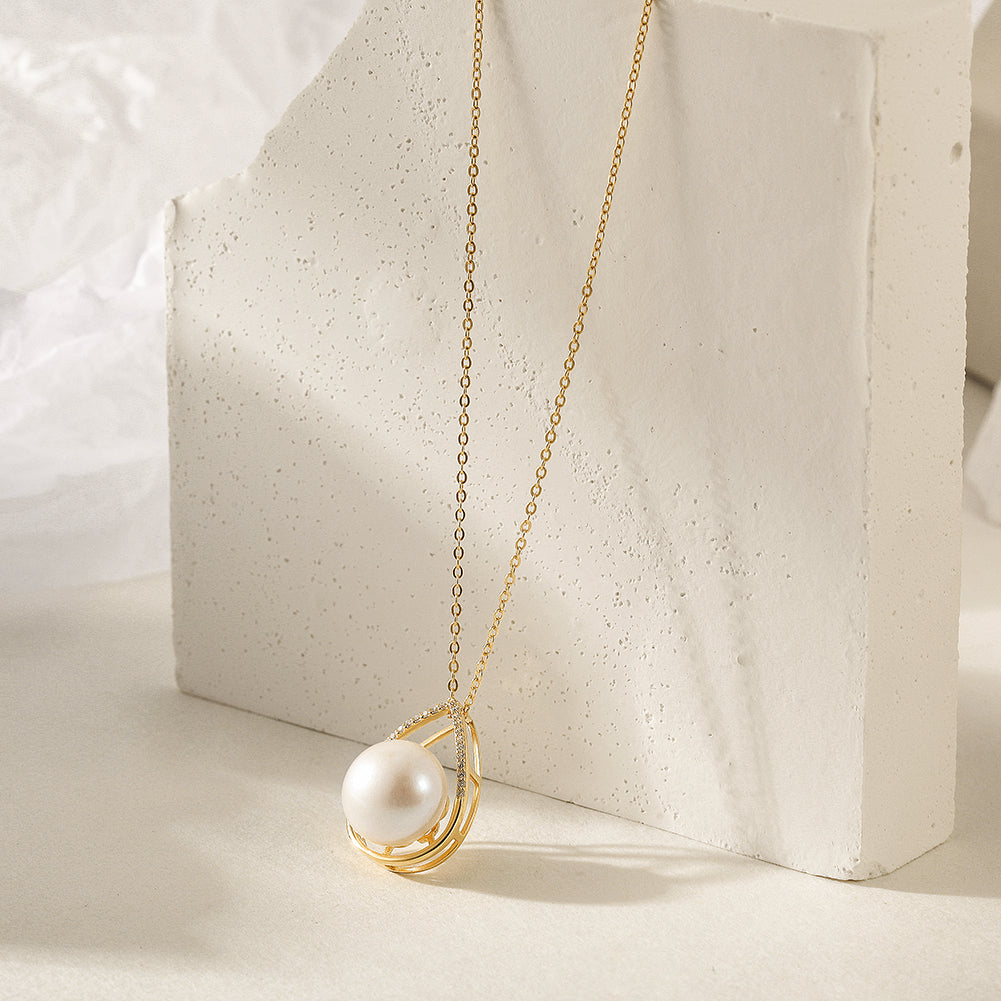 Water Drop CZ Pave Pearl Jewelry SSN185GCZD