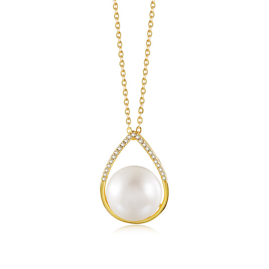 Water Drop CZ Pave Pearl Jewelry SSN185GCZD