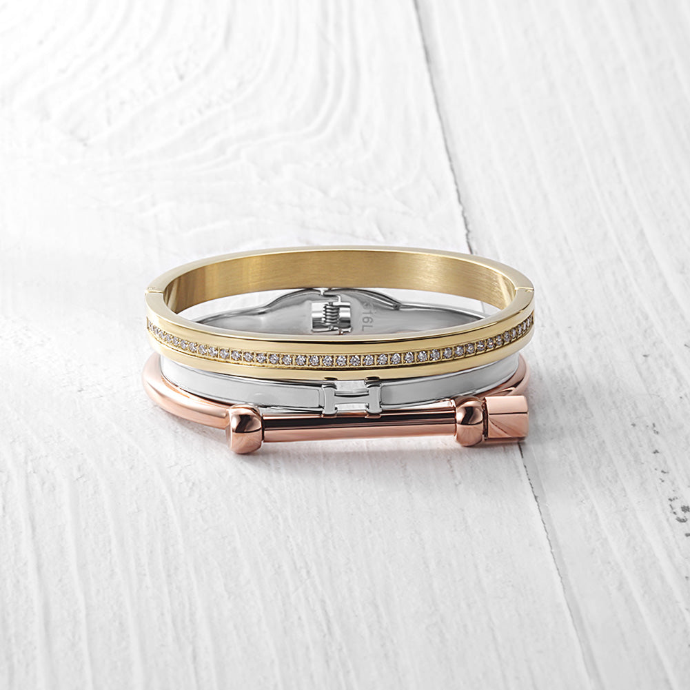 Engravable CZ Hinged Bangle