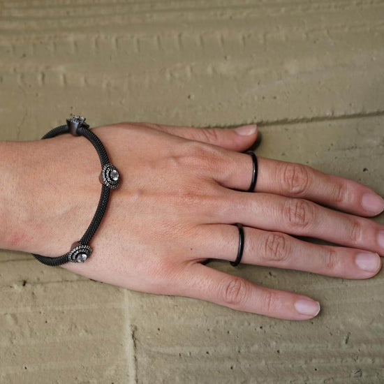Black Thin Stack Rings, Set of 6, Size 4-9