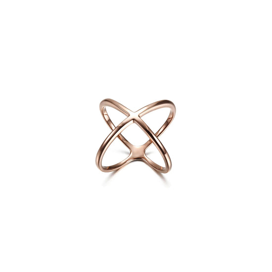 Rose Gold Skinny Crisscross Band Ring