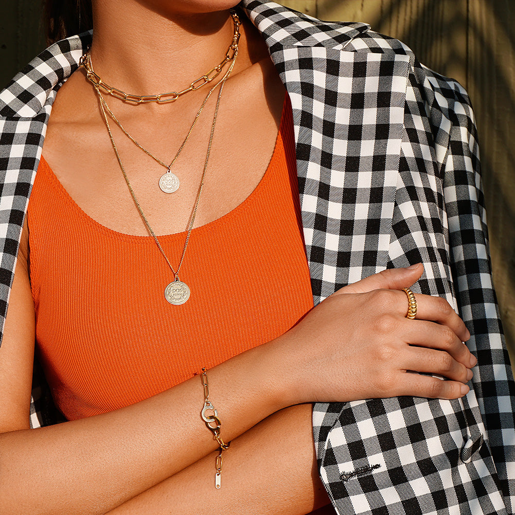 Triple Layered Coin Necklace