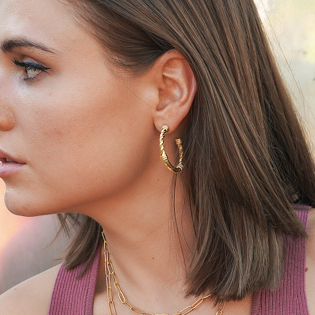 Twisted Rope Hoop Earrings