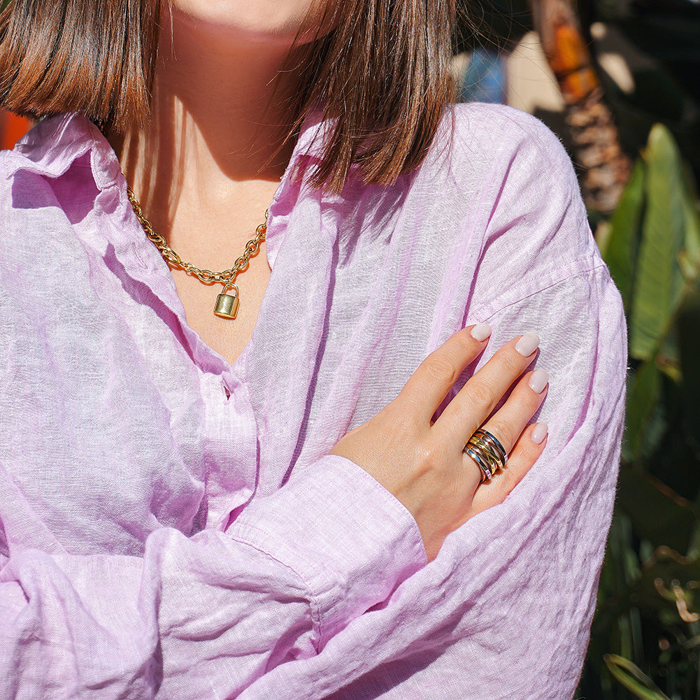 Tricolor Intertwined Statement Ring