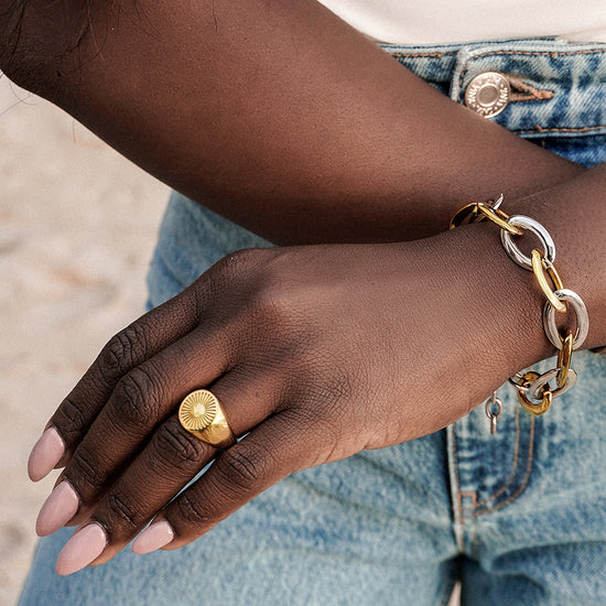 Two-Tone Oval Link Bracelet