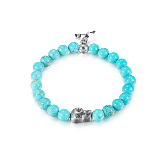 Skull Turquoise Bead Stretch Bracelet