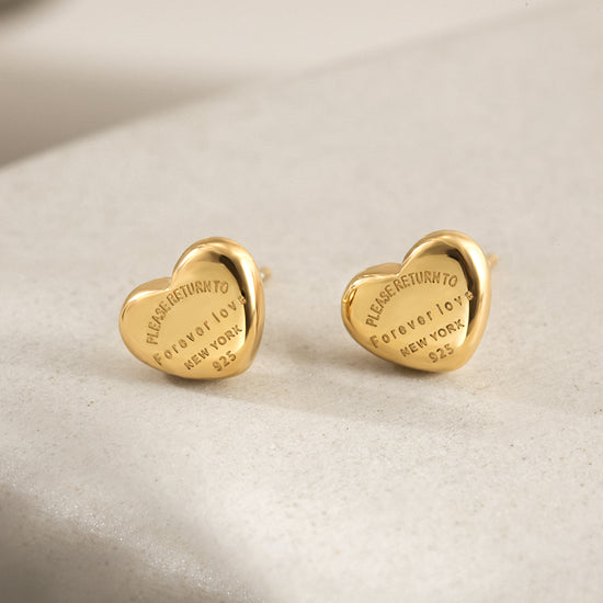 Pave Heart Stud Earrings