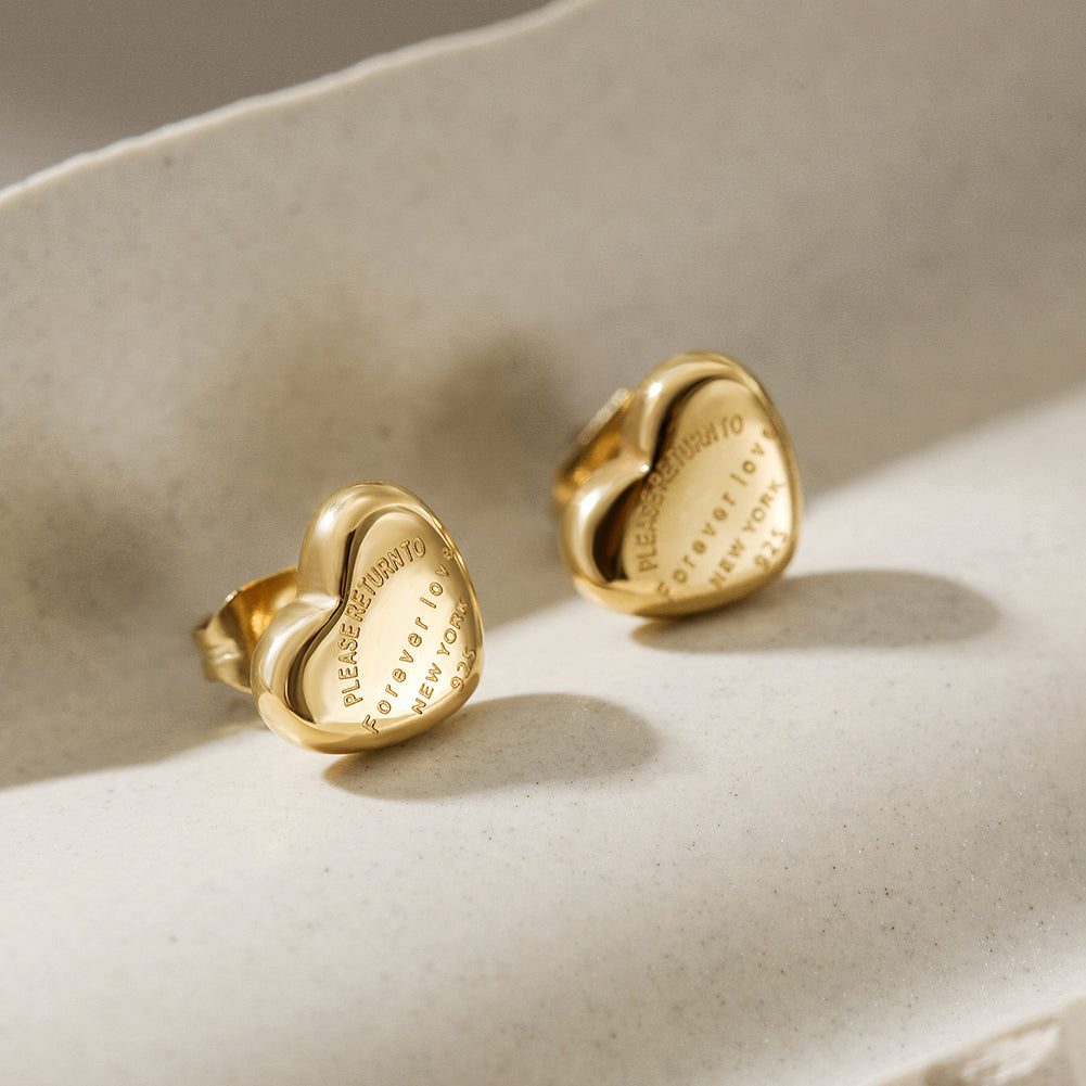 Pave Heart Stud Earrings