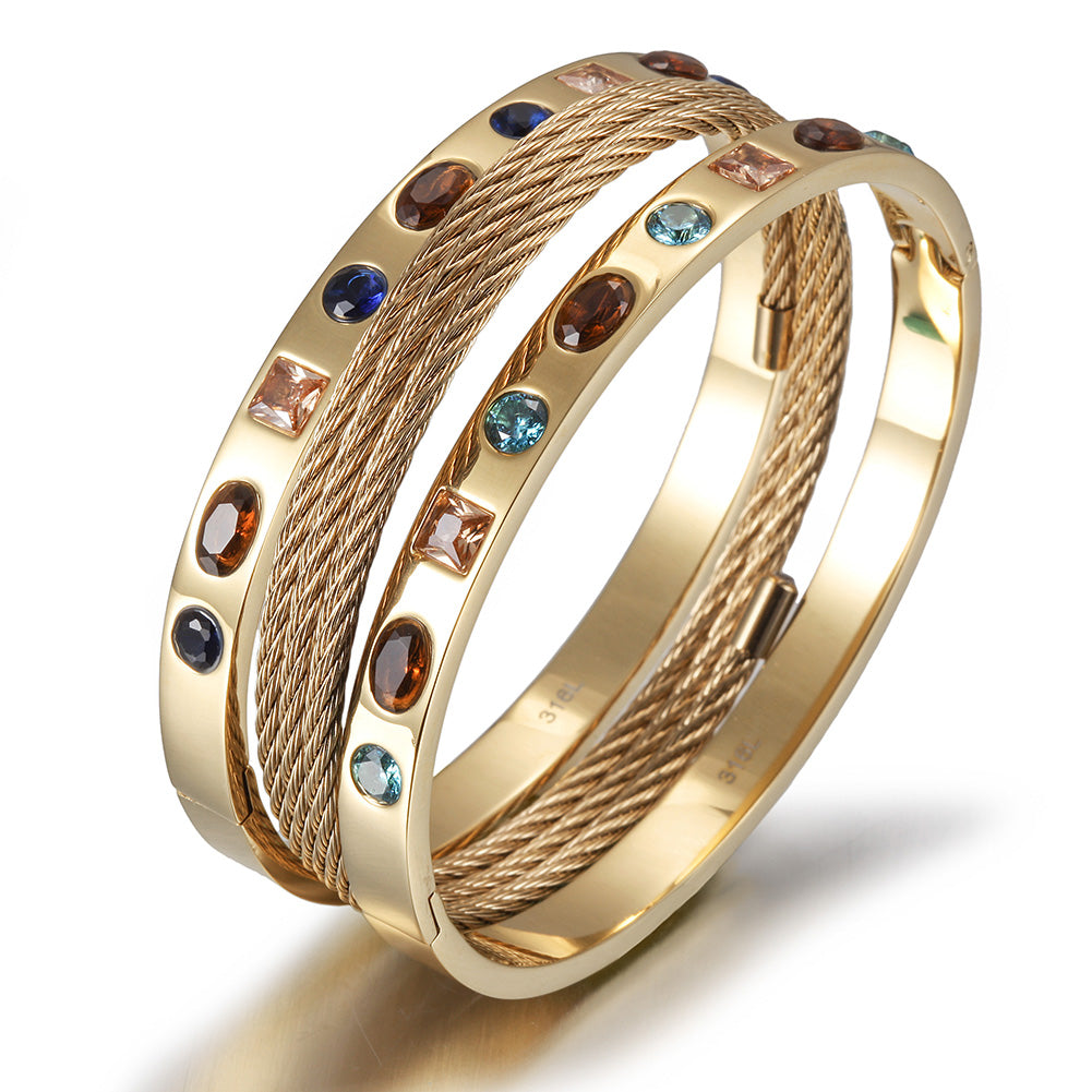 Load image into Gallery viewer, Engravable MULTI-STONE BANGLE
