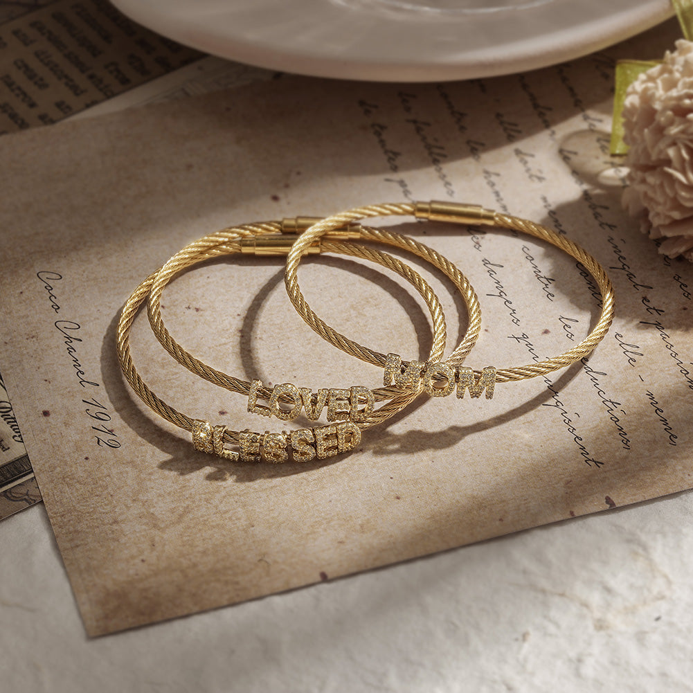 "LOVED" Pavé Bangle Bracelet