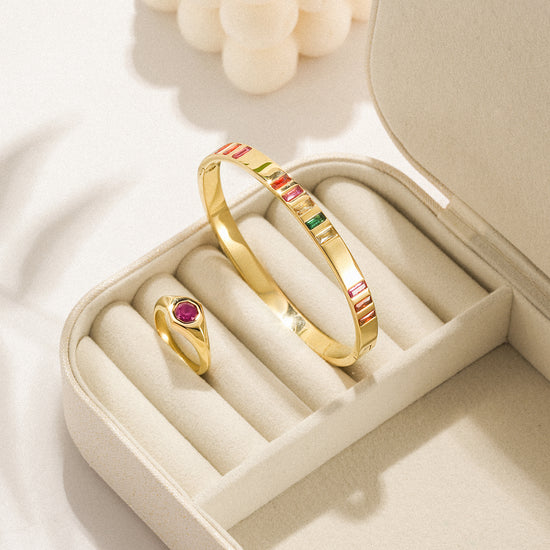 REFLECT Red Gem Stone Gold Bangle