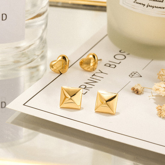 Gold Square Studs