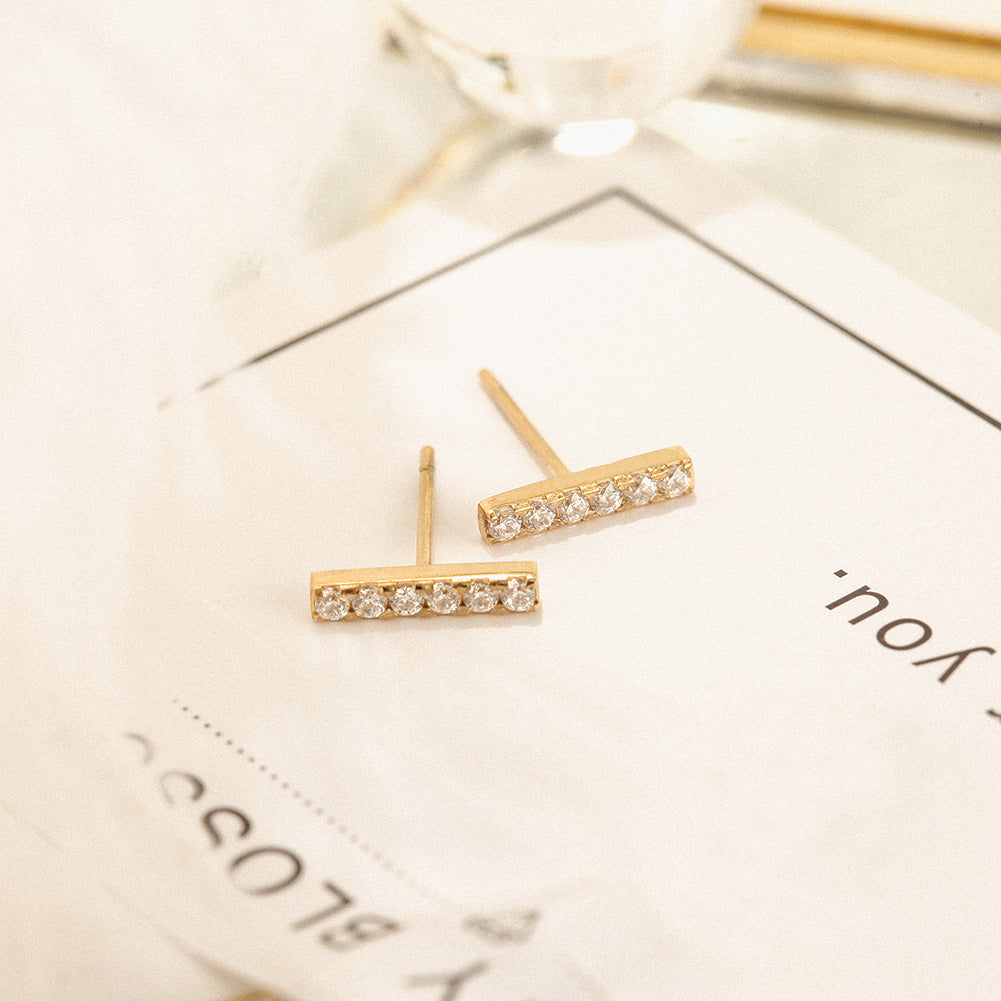 BAR CZ STUD EARRINGS