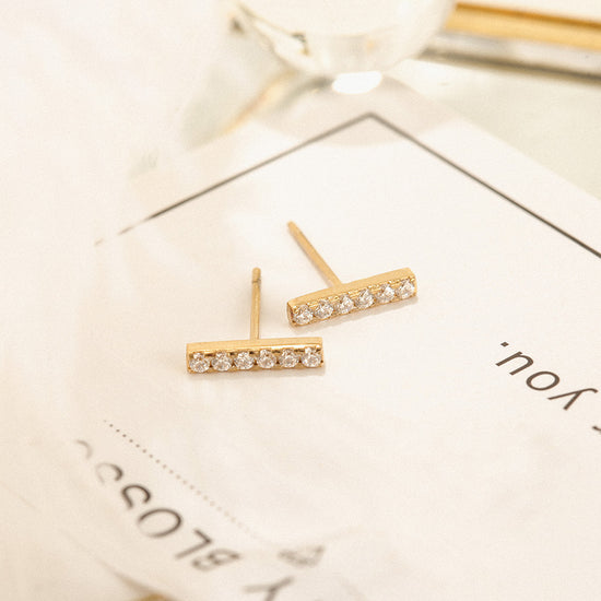 BAR CZ STUD EARRINGS