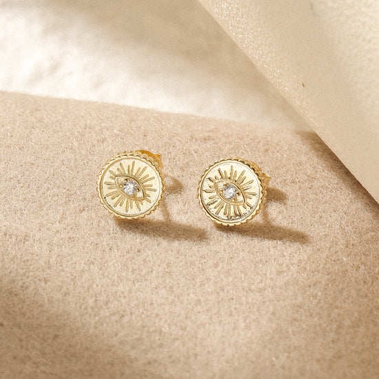 Evil Eye Coin Stud Earrings