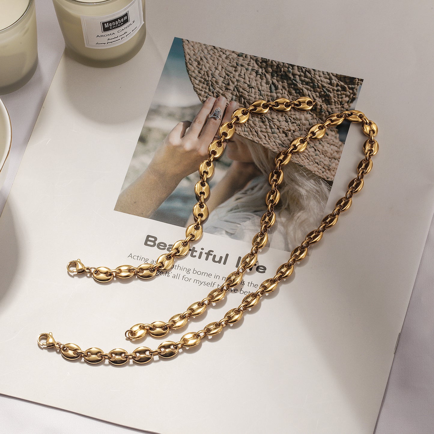 Load image into Gallery viewer, Coffee Bean Chain Bracelet
