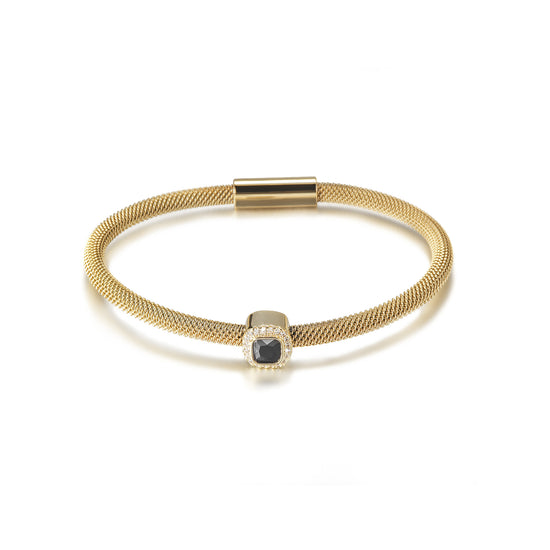 Brilliant Cut CZ Halo Bangle Bracelet