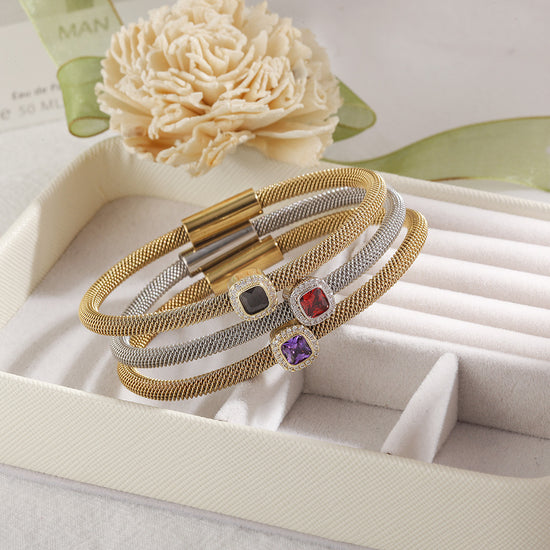 Brilliant Cut CZ Halo Bangle Bracelet