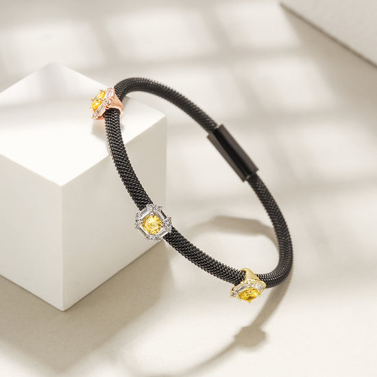 Tricolor PAVÉ SQUARE STATION BANGLE