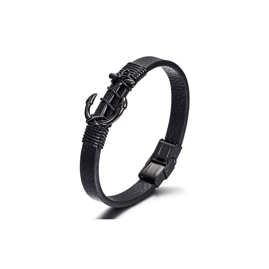 Anchor Warp Leather Bracelet