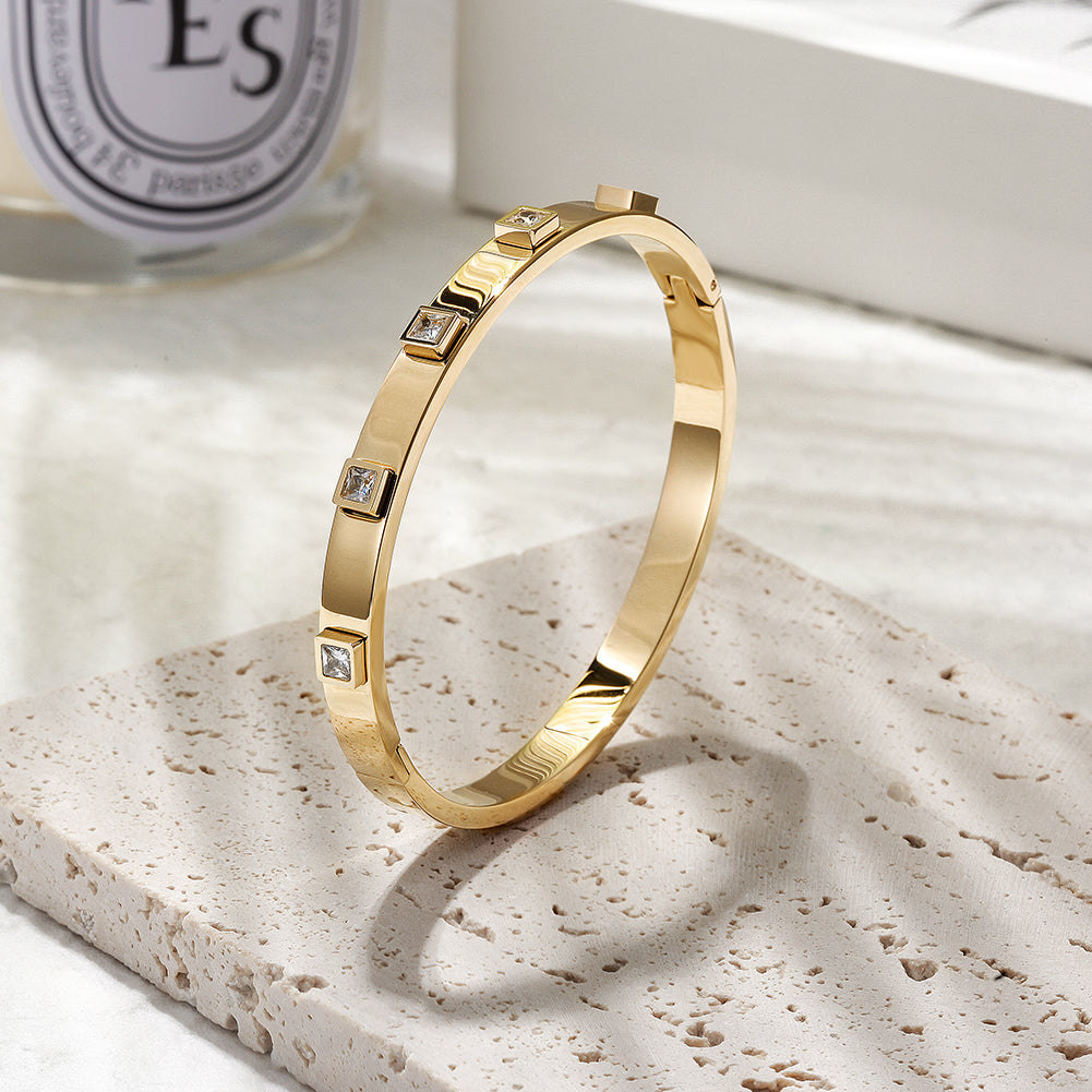 Metal Stone Hinged Bangle