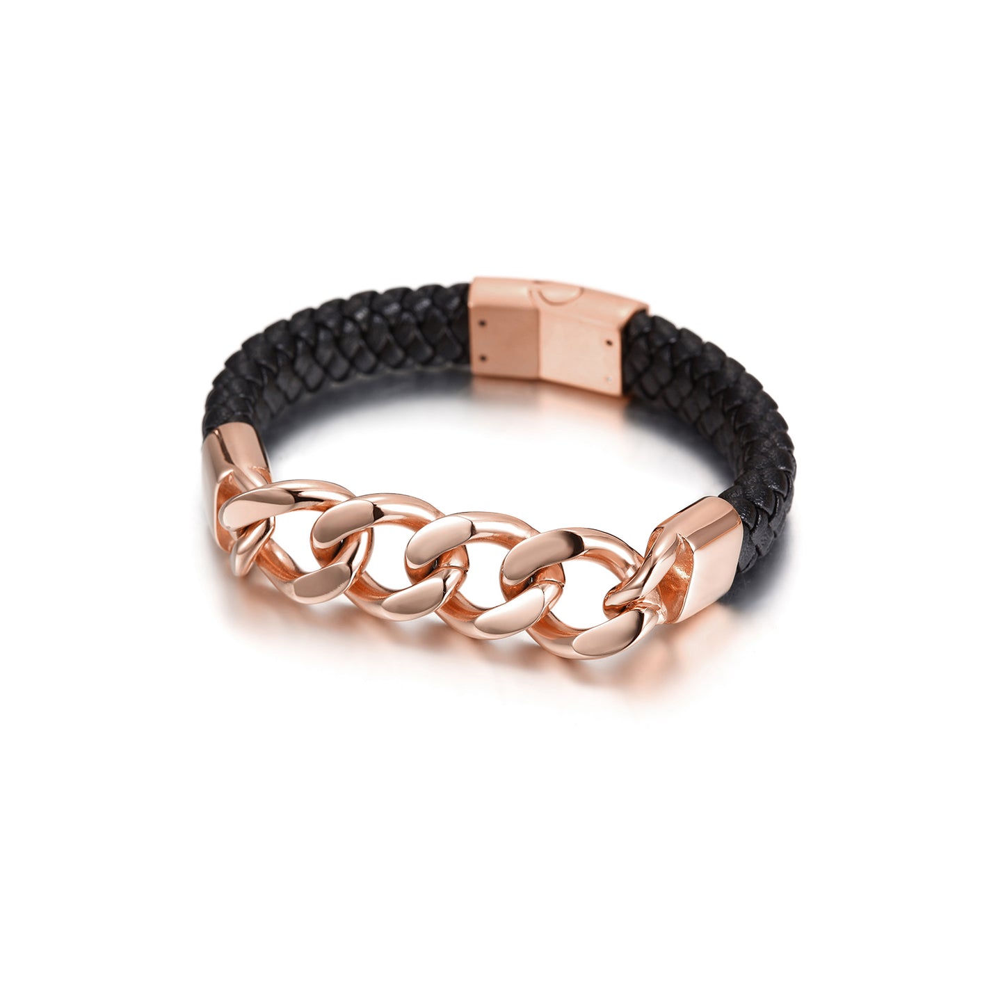 CUBAN LINK LEATHER BRACELET