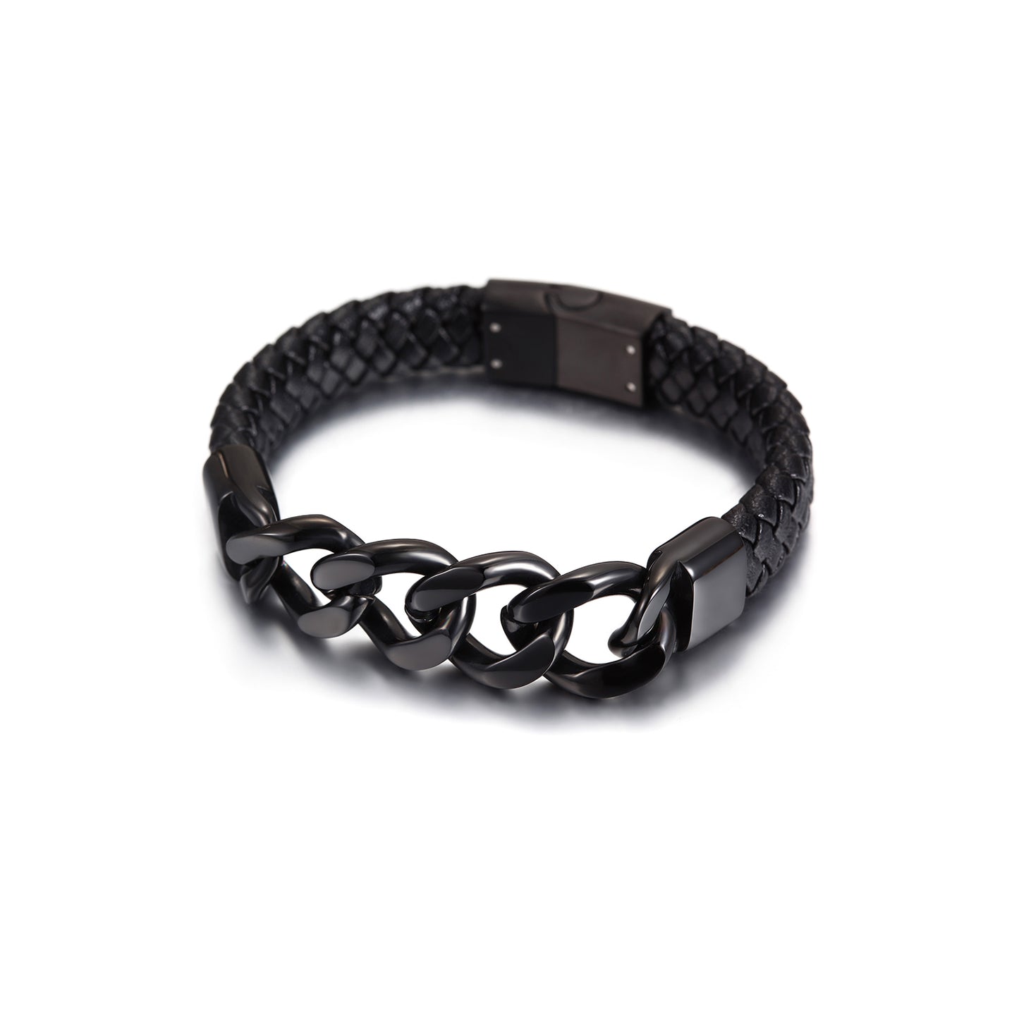 CUBAN LINK LEATHER BRACELET