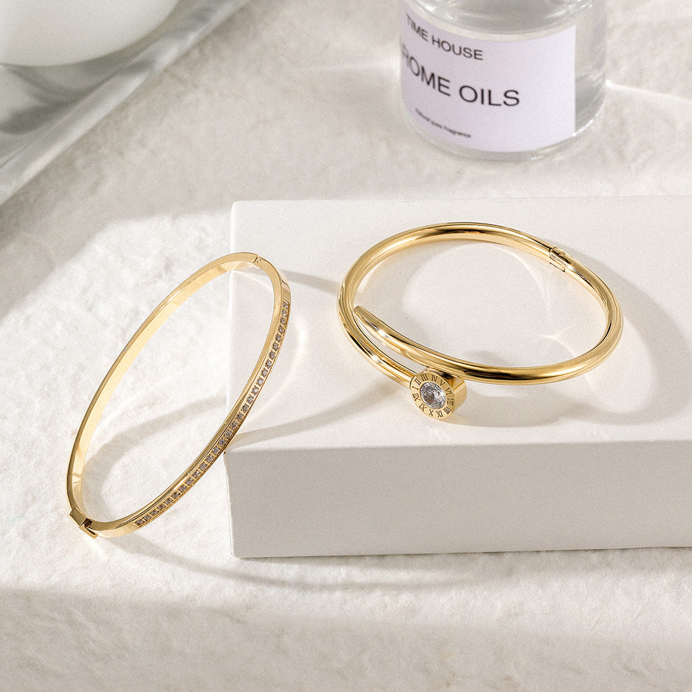 NAIL SKINNY PAVÉ BANGLE SET