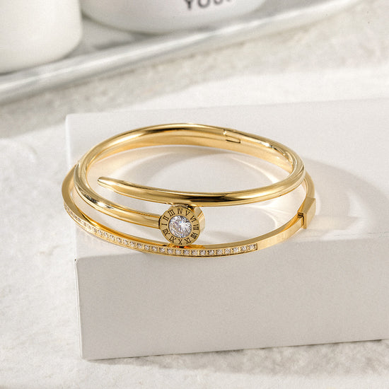 NAIL SKINNY PAVÉ BANGLE SET