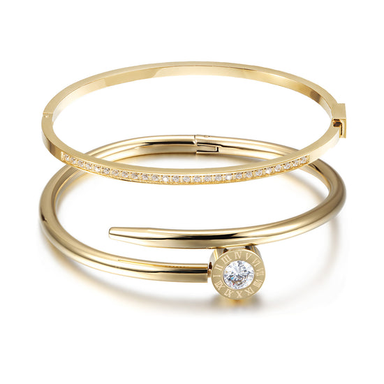 NAIL SKINNY PAVÉ BANGLE SET